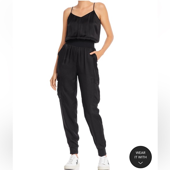 CINQ Á SEPT Amia Satin V-Neck Jumpsuit 🖤🖤 - Picture 1 of 8